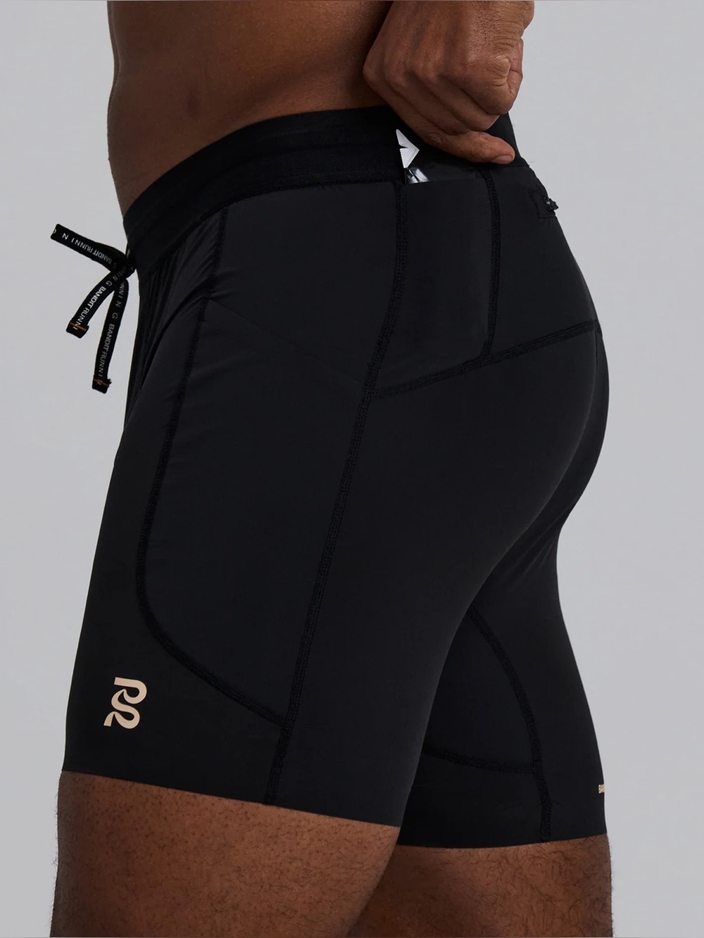 BANDIT RUNNING MEN'S SOLITE™ 5 POCKET QUARTER TIGHTS - BLACK